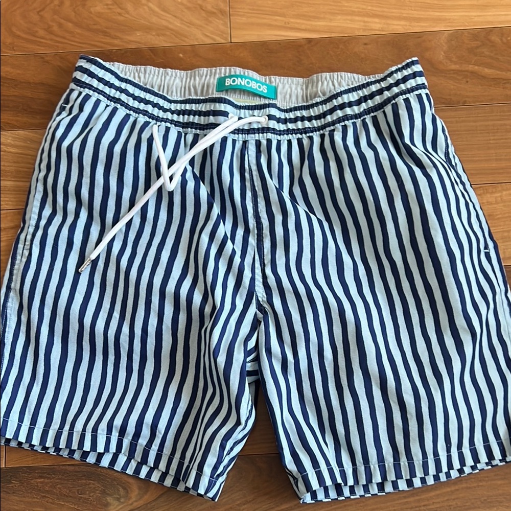 Bonobos Men's Blue Striped Swim Shorts